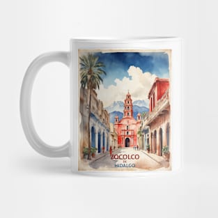 Zocolco de Hidalgo Mexico Watercolor Vintage Poster Tourism Mug